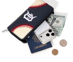 MLB-TG112   MLB Detroit Tigers Zip Wallet Baseball Stitch Detail