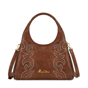MW-HB-1387-918-BR Montana West Western Embroidery Hobo/Crossbody Bag - Brown
