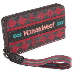 MW01-W006  Montana West Boho Ethnic Art Print Wallet - Burgundy