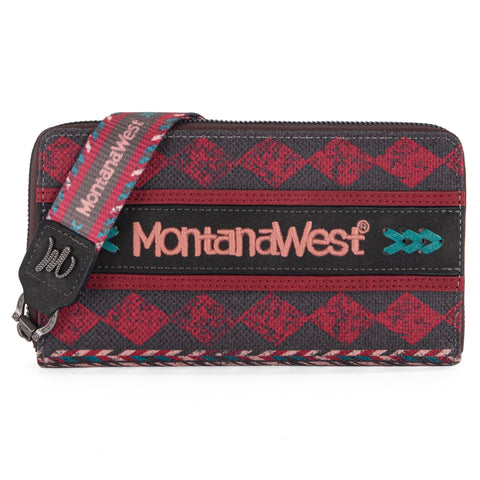 MW01-W006  Montana West Boho Ethnic Art Print Wallet - Burgundy