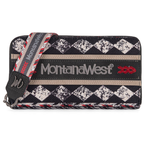 MW01-W006  Montana West Boho Ethnic Art Print Wallet - Black