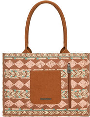 MW01G-8119  Montana West Boho  Ethnic Print Concealed Carry Wide Tote Brown
