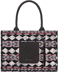 MW01G-8119  Montana West Boho  Ethnic Print Concealed Carry Wide Tote Black