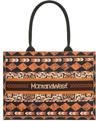 MW01G-8119  Montana West Boho Print Concealed Carry Wide Tote Leopard