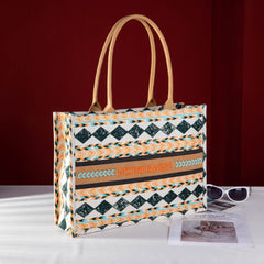 MW01G-8119  Montana West Boho Ethnic Print Concealed Carry Wide Tote - Tan