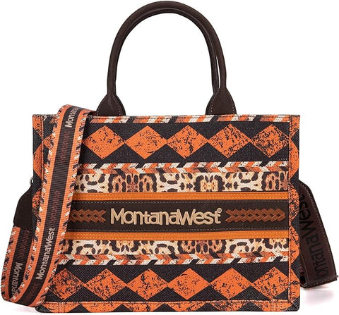 MW01G-8120S  Montana West Boho Print Concealed Carry Tote/Crossbody -Leopard