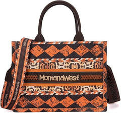 MW01G-8120S  Montana West Boho Ethnic Print Concealed Carry Tote/Crossbody -Leopard