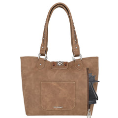 MW1079G-8317W   Montana West Buckle Collection Concealed Carry Tote Wallet Set - Brown