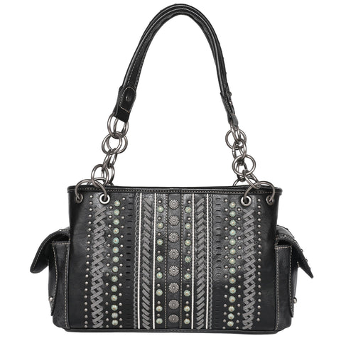 &MW1091G-8085  Montana West Studded and Stitch Concealed Carry Satchel and Wallet Set