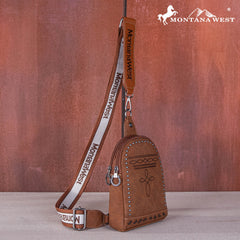 MW1124-210 Montana West Embroidered Boot Stitch Sling Bag