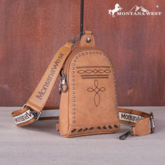 MW1124-210  Montana West Embroidered Boot Stitch  Sling Bag