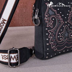 MW1137-210  Montana West Embroidered Cut-out Boot Scroll Sling Bag