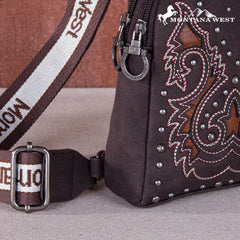 MW1137-210  Montana West Embroidered Cut-out Boot Scroll Sling Bag