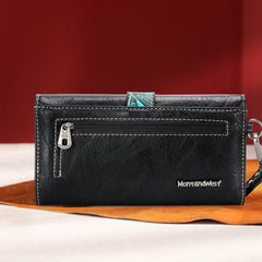 MW1143G-8317W  Montana West Cut-Out/Buckle Collection Concealed Carry Tote Wallet Set - Black