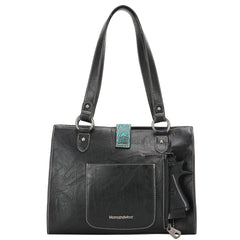 MW1143G-8317W  Montana West Cut-Out/Buckle Collection Concealed Carry Tote Wallet Set - Black