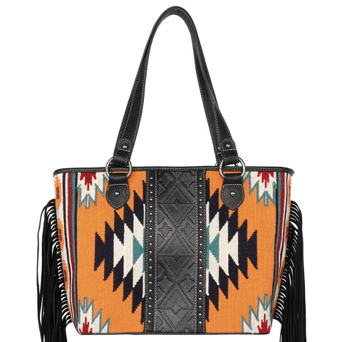 MW1172G-8317WBK Montana West Aztec Tapestry Concealed Carry Tote Wallet Set- Black