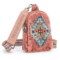 MW1210-210 Montana West Embroidered Aztec Collection Sling Bag