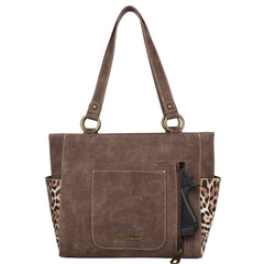 MW1213G-8317W  Montana West Leopard Print Concealed Carry Tote Wallet Set - Coffee