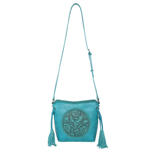 MW1218-8360 Montana West Tooled Collection Saddle Bag - Turquoise