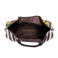 ABDF-1003YL (ABA-1003YL)  Montana West Leopard Sunflower Print Canvas Weekender Bag