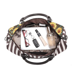 ABDF-1003YL (ABA-1003YL)  Montana West Leopard Sunflower Print Canvas Weekender Bag