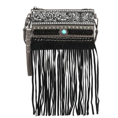 MW1237-181 Montana West Fringe Collection Clutch/Crossbody - Black