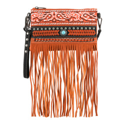 MW1237-181 Montana West Fringe Collection Clutch/Crossbody - Orange