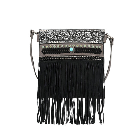 MW1237G-9360 Montana West Fringe Collection Concealed Carry Crossbody - Black