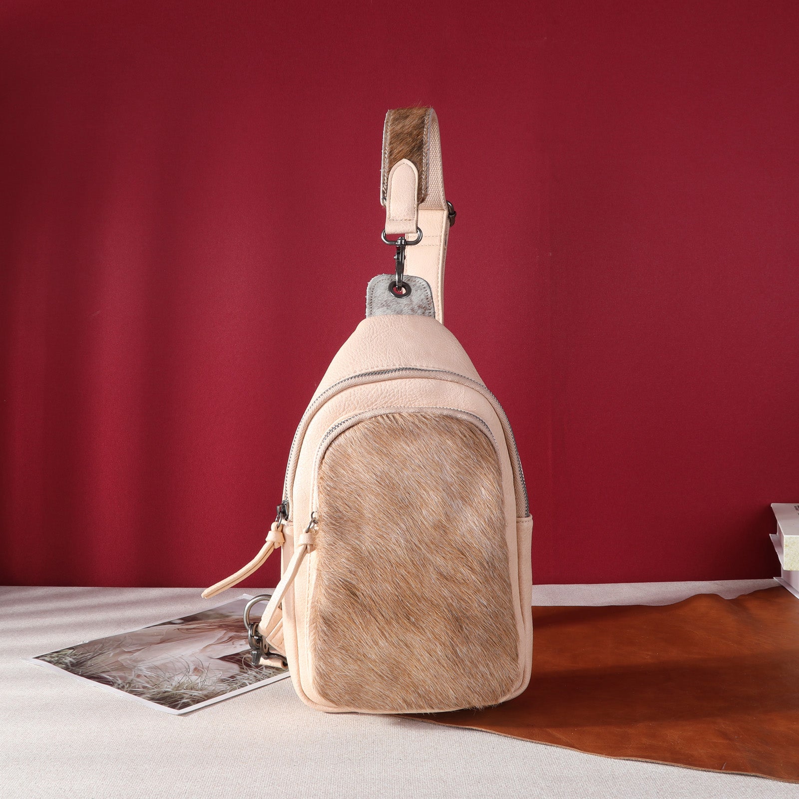 MW1238-S9110 Montana West Genuine Hair-On Cowhide Sling Bag