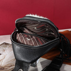 MW1239-S9110   Montana West Genuine Hair-On Cowhide Fringe Sling Bag