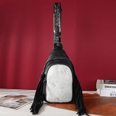MW1239-S9110   Montana West Genuine Hair-On Cowhide Fringe Sling Bag