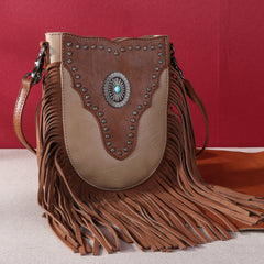 MW1243-8366 Montana West  Fringe Concho Crossbody