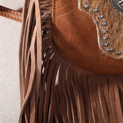 MW1243-8369 Montana West Hair-On Cowhide Fringe Crossbody