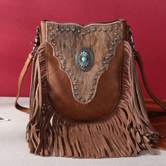 MW1243-8369 Montana West Hair-On Cowhide Fringe Crossbody