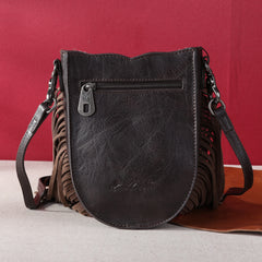 MW1243-8369 Montana West Hair-On Cowhide Fringe Crossbody