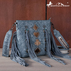 MW1255G-9360   Montana West Concho Tassel Concealed Carry Crossbody - Jean