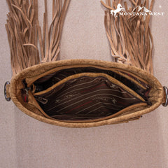 MW1255G-9360   Montana West Concho Tassel Concealed Carry Crossbody - Brown