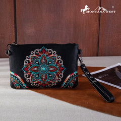 MW1258-181 Montana West  Embroidered Tribal Mandala Collection Clutch/Crossbody