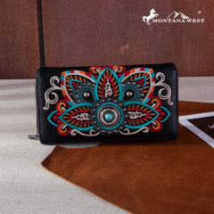 MW1258-W010 Montana West Embroidered Tribal Mandala Collection Wallet