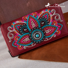 MW1258-W010 Montana West Embroidered Tribal Mandala Collection Wallet