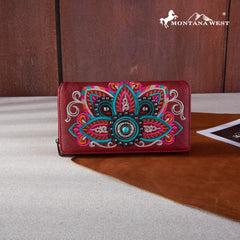 MW1258-W010 Montana West Embroidered Tribal Mandala Collection Wallet