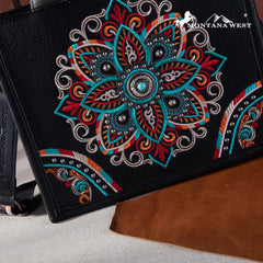 MW1258-8120S   Montana West Embroidered Tribal Mandala Concealed Carry Tote/Crossbody