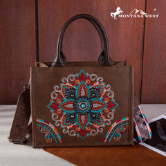 MW1258-8120S   Montana West Embroidered Tribal Mandala Concealed Carry Tote/Crossbody