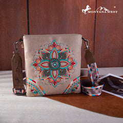 MW1258G-9360 Montana West Embroidered Tribal Mandala Concealed Carry Crossbody