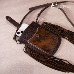 MW1263-200 Montana West Hair-On Cowhide Fringe Phone Wallet Crossbody