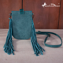 MW1263-200 Montana West Hair-On Cowhide Fringe Phone Wallet Crossbody