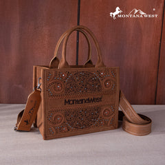 MW1266-8120S   Montana West Embroidered Cut-out Concealed Carry Tote/Crossbody