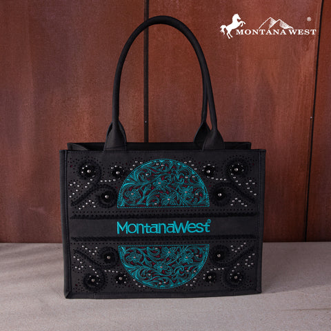 MW1266G-8119   Montana West Embroidered Cut-out Concealed Carry Tote