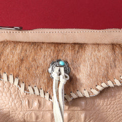 MW1268-181  Montana West Hair-On Cowhide Croc Embossed  Clutch/Crossbody