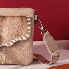 MW1268-181  Montana West Hair-On Cowhide Croc Embossed  Clutch/Crossbody